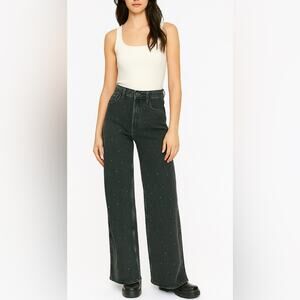 Arizona Jean Company Studded Baggy Wide Leg Black-washed Jeans Streetwear Size13